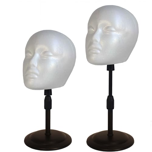 Adjustable Wig Stand Foam Head Holder 2-Pack (13-17")