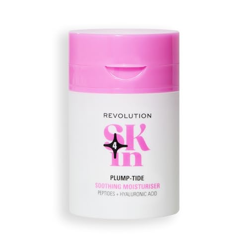Revolution Skin, Plump-Tide Peptide & Hyaluronic Acid Soothing Moisturizer, Calming Face Cream with Peptides, Vegan & Cruelty-Free, 1.69 fl oz