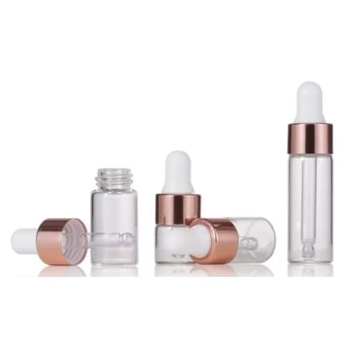 Rose Glass Dropper Bottles for Essential Oils, 4-Pack 1-5ml