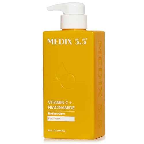 Medix 5.5 Radiant Glow Vitamin C Body Wash W/Niacinamide | Citrus Scented Gentle Body & Face Cleanser For Women, Men, Dry Skin, & Smoother-Looking Skin | Removes Dirt, Oil, & Impurities, 15 Fl Oz
