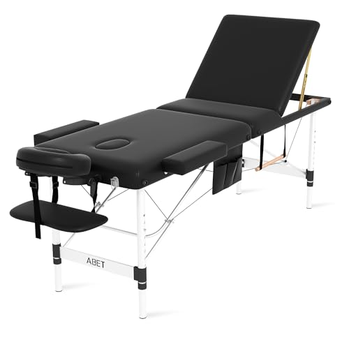 ABET Portable 3-Fold Massage Table, Adjustable Height 24.7"-33.4"