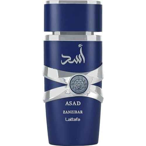 Lattafa Asad Zanzibar - Fresh, Spicy, Vanilla, Coconut - Eau de Parfum Long-Lasting Fragrance for Men, 3.40 Ounce / 100 ml