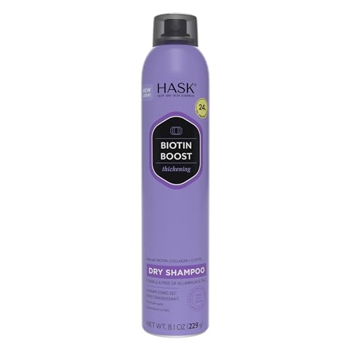 HASK Biotin Boost Thickening Dry Shampoo ? Absorbs Oil, Adds Volume & Lift, Strengthens Strands, No Sulfates or Parabens, Cruelty-Free ? 8.1oz