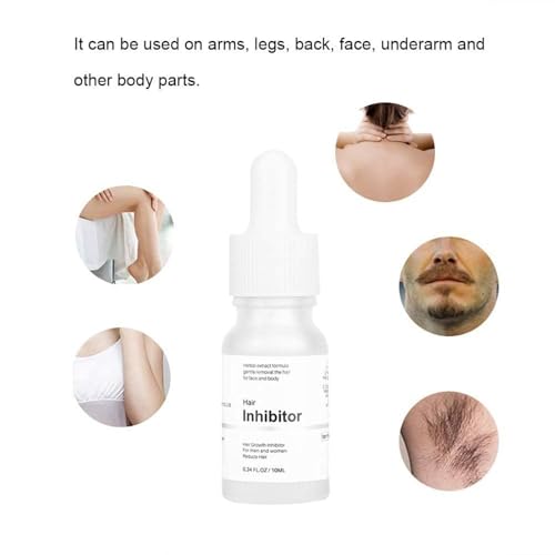 Mild Hair Growth Inhibitor Serum, Moisturizing Permanent Hair Inhibitor Serum Natural Plant Extract Mild Soothing Stop Hair Growth for Face/Arm/Legs Body Bikini, Lotion, Natural Plant Extract, Unisex