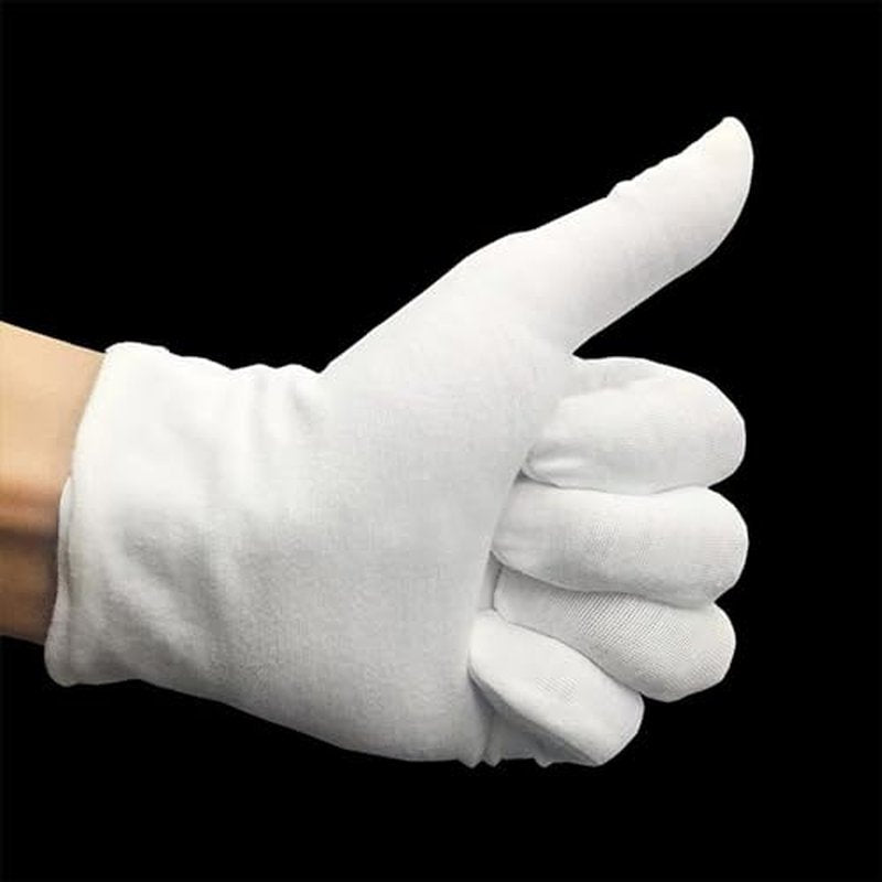 12 Pairs White Cotton Gloves for Eczema, Dry Hands & Spa