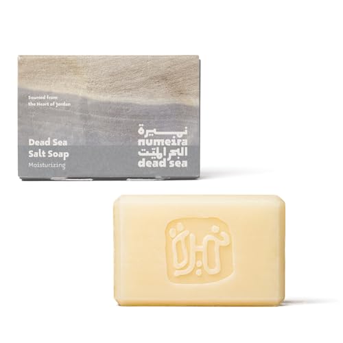 Dead Sea Salt Soap - Moisturizing Mineral-Rich Face & Body Bar - Natural Bar Soap with Olive Oil, Grape Seed Oil, Vitamin E, and Dead Sea Salt Harvested from Jordan