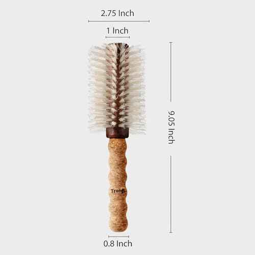 Professional 2.75" Blonde Boar Bristle Round Brush | Ergonomic Cork Grip & Wooden Barrel | Gentle Tension for Fine Hair Blowouts | Frizz-Free Volume & Shine | Premium Beauty Gift for Her
