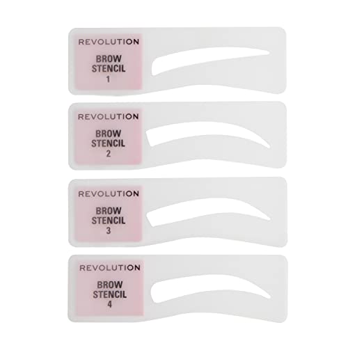 Revolution Stamp & Go Brow Powder Kit with 4 Stencils, Ash Brown