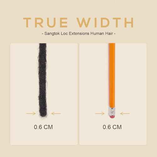 6 inch 40 Strands Loc Extensions Human Hair, Real 0.6cm Width Human Hair Dreads Extensions for Man/Women Full Handmade Dreadlocks Can be Dyed(1b)