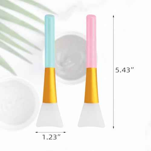 2 Pcs Silicone Face Mask Brush Silicone Mask Applicator Soft Silicone Facial Mud Mask Brushes Face Mask Beauty Tools Hairless Applicator Tool for Body Lotion Butter Clay Mask DIY Mask (Blue + Pink)