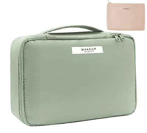 Queboom Travel Makeup Bag - Large Capacity Cosmetic Organizer