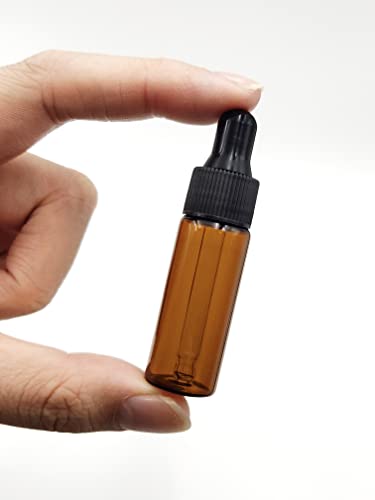 15ml Amber Glass Dropper Bottles with Black Caps - Essential Oil Vials