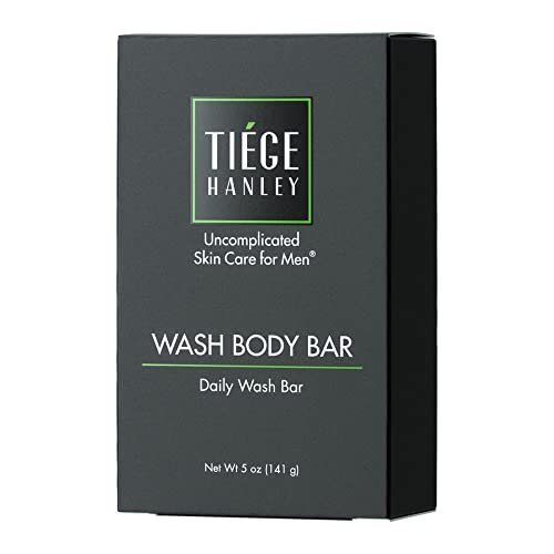 Tiege Hanley Daily Body Wash Bar Soap for Men With Vitamin E, Jojoba Oil, and Aloe to Cleanse, Hydrate, and Gently Exfoliate, Men's Shower Skin Care, Subtle Cucumber Scent, 5 Oz Bar