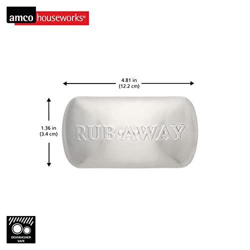 Amco Rub Away Bar, Stainless Steel Odor Absorber (4" x 2.25") - Dishwasher Safe Kitchen & Outdoor Essential for Garlic, Onion, Fishing, Hiking Odors - Natural Odor Remover (Pack of 2)