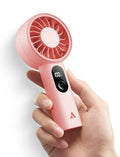 Aecooly Pink Portable Handheld Fan with Digital Display, USB Rechargeable, 5-Speed