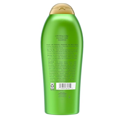 OGX Extra Strength Refreshing Scalp + Rosemary Mint Shampoo,Clarifying Shampoo for Oily Hair Helps Remove Oil & Residue to Clear Away Buildup,Sulfate-Free Surfactants,25.4 fl. oz,(Pack of 2)