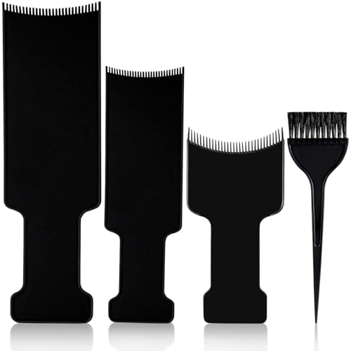 Hair Highlighting Kit - 3 Flat Combs & Brush for Home Salon