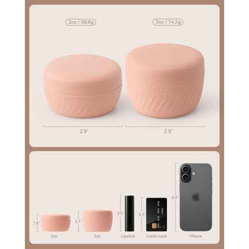 TakeToday Travel Containers for Toiletries, Leak-proof, TSA Approved, Refillable Silicone Cream Jars with Lid Travel Size Essential for Cosmetic toiletry Cream, 2oz, 4 Pack (Apricot)