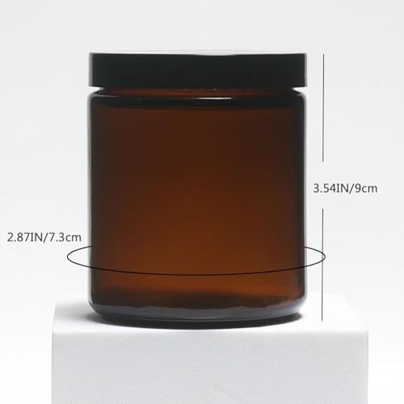 8oz Amber Glass Jars with Lids (2-Pack) - Cosmetic Storage