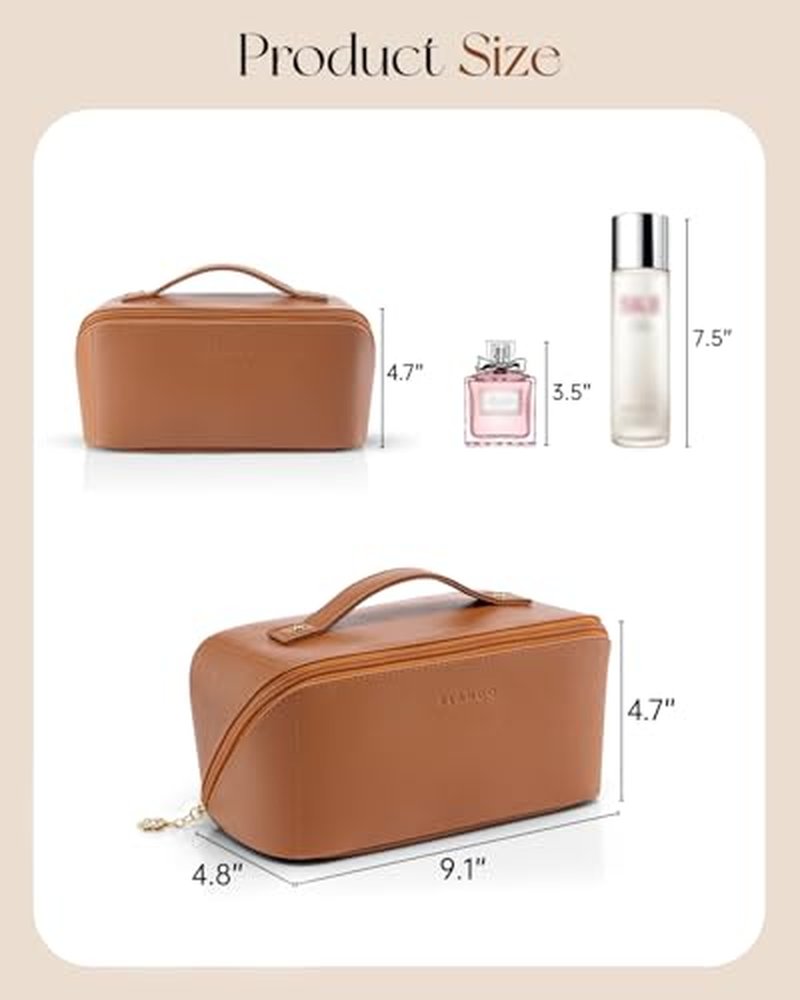 VLANDO Makeup Bag 9.1" Travel Toiletry Organizer Brown