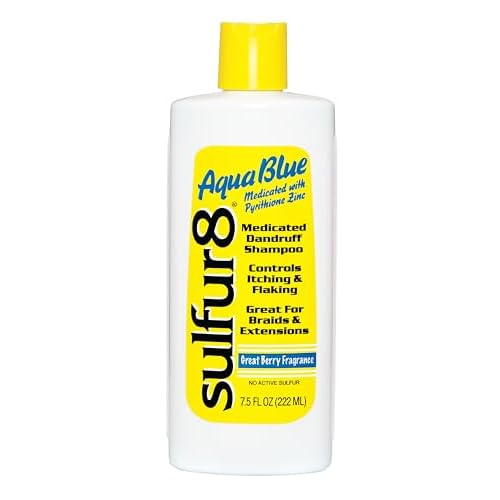 Sulfur 8 Aqua Blue Medicated Dandruff Shampoo 7.5 oz ? Medicated Anti-Dandruff Scalp Itch & Flake Control with Pyrithione Zinc, Nourishing & Refreshing Berry Scent for All Hair Types