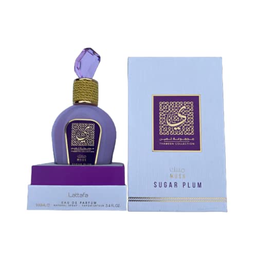 Lattafa Thameen Collection Musk Sugar Plum Eau de Parfum Spray for Women, 3.4 Ounce