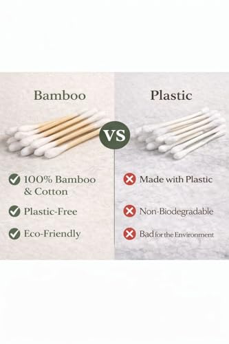 Bamboo Cotton Swabs 300 Count – Biodegradable Wooden Ear Swabs