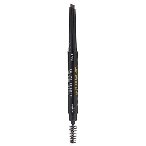 Arches & Halos Angled Brow Shading Pencil - Double Sided Eyebrow Filler and Spoolie - Angled Brush Design for Precise Shaping and Styling - Buildable, Easy Blend Pigment - Mocha Blonde - 0.012 oz