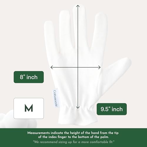 Organic Cotton Gloves for Dry Hands - 4 Pairs, Sleep Moisturizing