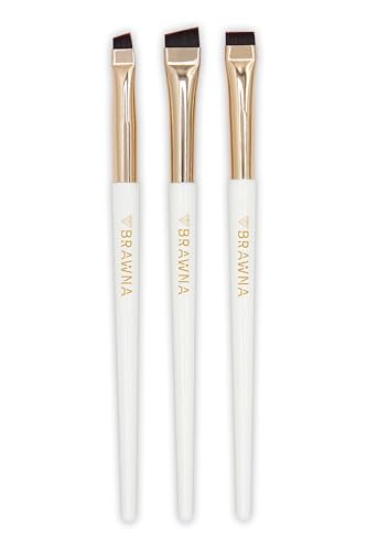 BRAWNA Eyebrow Brush Set - 3 Pc Angled Precision Makeup Brushes
