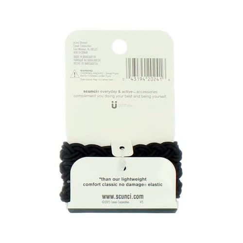 Scunci Everyday and Active 3-Strand Braided Elastics , No Damage, Super Comfy, 3X Stronger (Assorted Colors) 3-PCS