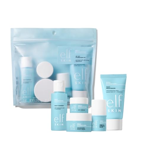 e.l.f. Holy Hydration Travel Skincare Set - Face Cleanser, Moisturizer, Eye & Night Cream
