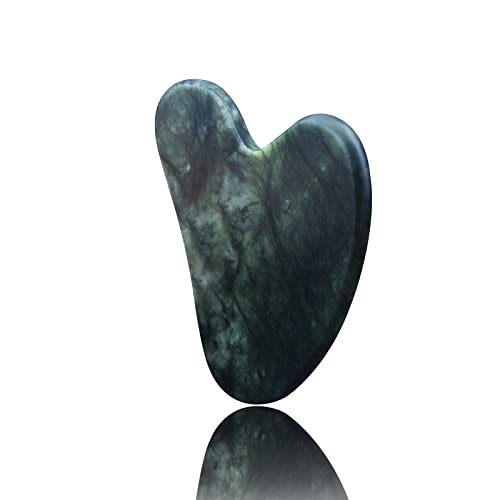 OXT Gua Sha Facial Tool - Natural Jade Stone, Dark Green