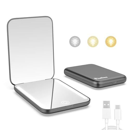 Kintion LED Lighted Pocket Mirror 1X/3X Magnification