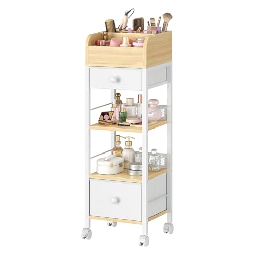 HOOBRO Mobile Makeup Organizer Cart with Fabric Drawers