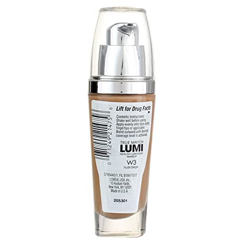 L'Oreal True Match Lumi Healthy Luminous Makeup, Nude Beige, 1 oz (Pack of 2)