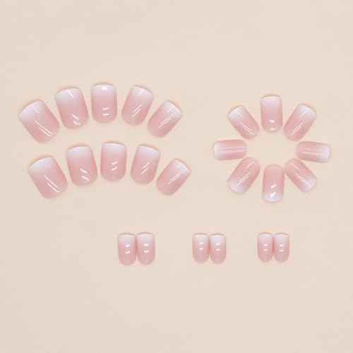 Short Square Pink Ombre Press On Nails 24 Pc Kit
