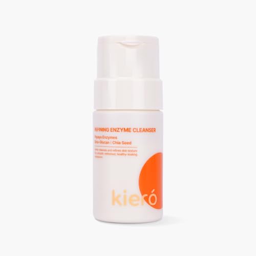 Kiero Refining Enzyme Cleanser - Foaming Enzyme Powder Face Wash with Papaya Enzymes, Chia Seeds & Beta-Glucan - Vegan Facial Cleanser with Gentle Exfoliation for Pore Buildup & Impurities (1.76 oz)