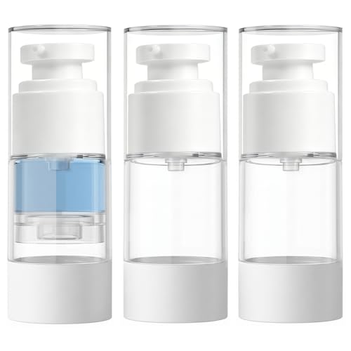 Airless Pump Bottles 0.5oz, 3-Pack Leak-Proof Lotion Dispenser