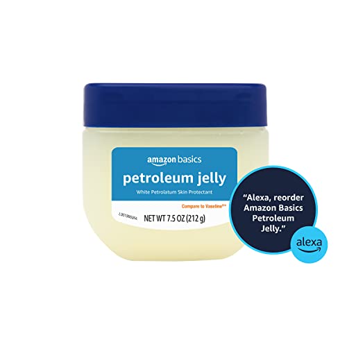 Amazon Basics Petroleum Jelly White Petrolatum Skin Protectant, Unscented, 7.5 Ounce, Pack of 4