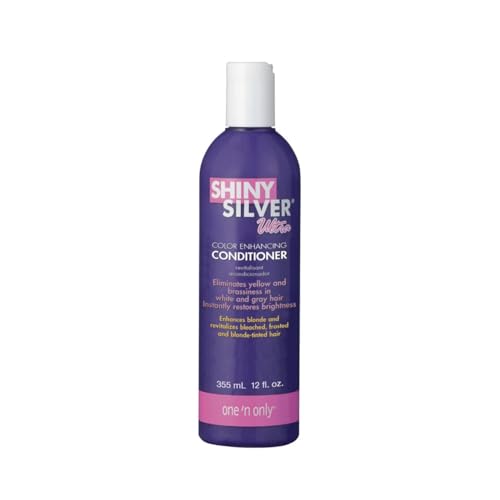 One 'n Only Shiny Silver Color Enhancing Conditioner for Women - Purple Conditioner to Neutralize Yellow & Brassy Tones - Restores Shine & Moisture for White, Gray, Blonde & Highlighted Hair (12 oz)