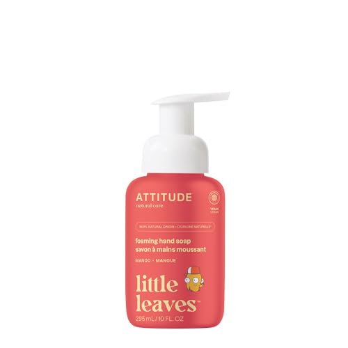 ATTITUDE Foaming Hand Soap for Kids, EWG Verified, Dermatologically Tested, Plant- and Mineral-Based Ingredients, Vegan, Mango, 10 Fl Oz