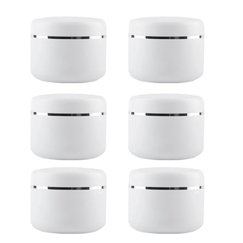 6-Pack 8.5oz White Plastic Cosmetic Jars with Lids