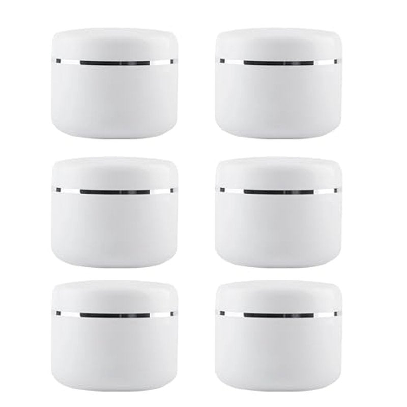 6-Pack 8.5oz White Plastic Cosmetic Jars with Lids