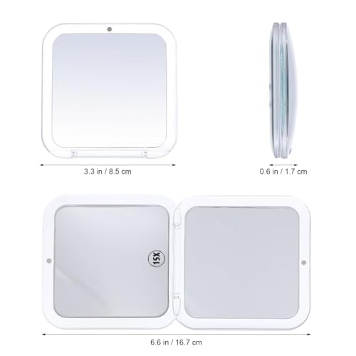 Compact Folding Travel Mirror with 2X Magnification for Purse