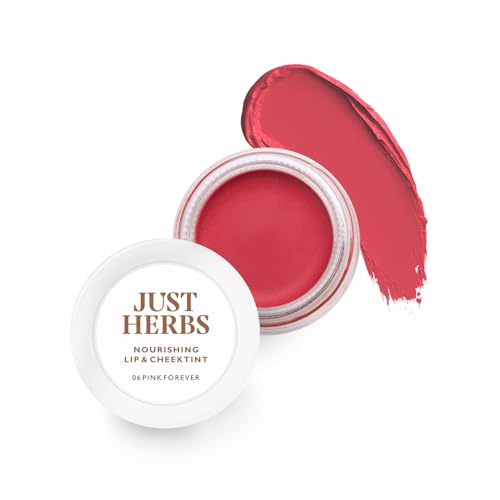 Just Herbs Organic Creamy Matte 3 in 1 Lip & Cheek Tint, Blush For Women - SLS,Chemical & Paraben Free - 0.14 fl. oz. (Pink Forever)