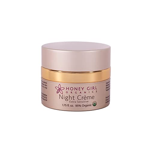 Honey Girl Organics Night Creme Extra Sensitive, Honey based Skin Care for Sensitive Skin, USDA Certified Organic Face Moisturizer, All In One: Face, Eye, Neck Cream, Made in Hawaii (1.75oz)