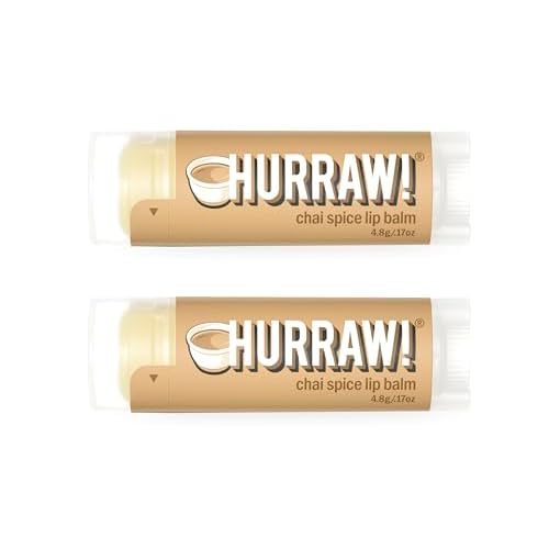 Hurraw! Chai Spice Lip Balm, 2 Pack: Organic, Certified Vegan, Cruelty and Gluten Free. Non-GMO, 100% Natural Ingredients. Bee, Shea, Soy and Palm Free. Made in USA