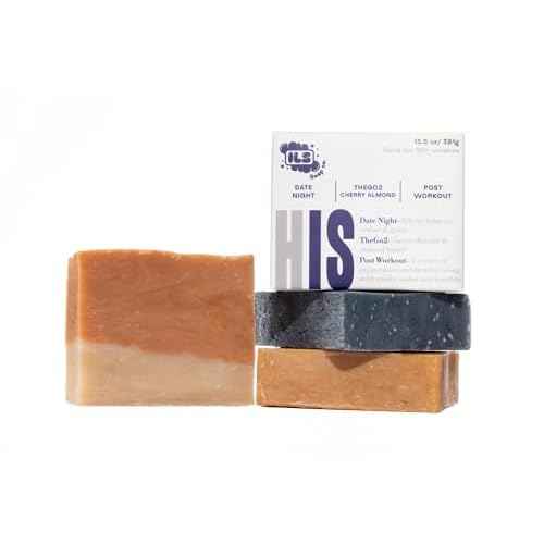 ILS Soap co - HIS Mix (3 Formulas for the man on the go Post Workout, Date Night & The Go-To) All Natural Bar Soap for All Skin Types - Plant Based, Cold Process and Handmade in the USA (3 Pack)