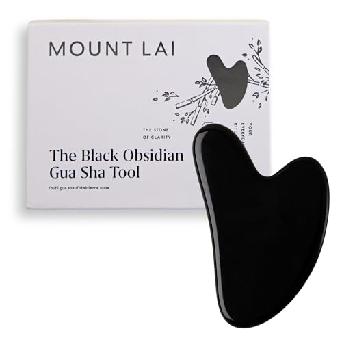 Mount Lai Obsidian Gua Sha Facial Tool ? The Stone of Transformation ? 100% Genuine Black Obsidian Stone Face Sculpting Tool for Lymphatic Drainage, Puffiness Reduction & Jaw Tension Relief